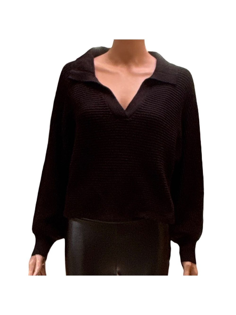 Women's Black V-Neck Long Sleeve Knit Sweater Top Small (3 for $12 item)